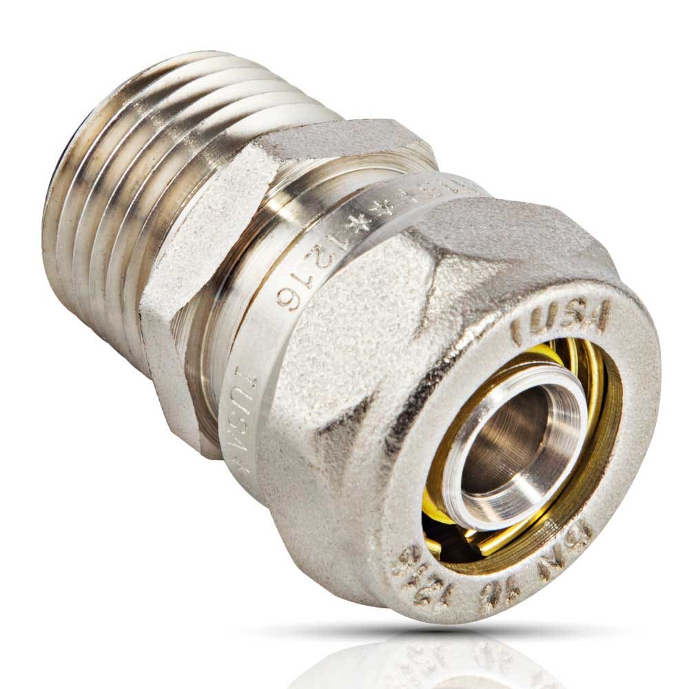 IUSA - Adaptador de latón niquelado tipo macho 20 x 3/4” NPTM