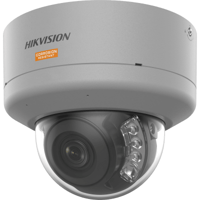 HIKVISION - Domo IP 8 Megapixel / Lente Mot. 2.7 a 13.5 mm / Polimero Anticorrosivo (Ideal para Zonas Costeras o Alta Salinidad) / ColorVu / Dual Light (40 mts IR + 40 mts Luz Blanca) / WDR 130 dB / Exterior IP68 / IK10