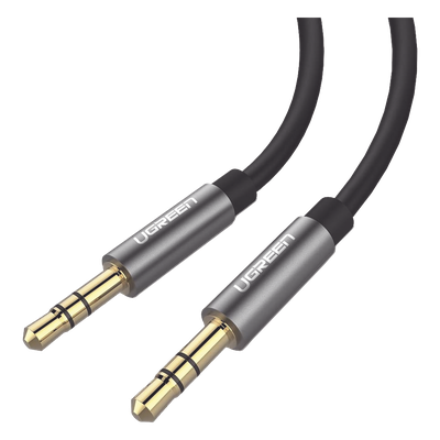 UGREEN - Cable Auxiliar / 2 m (6.6 ft) / Conector 3.5mm Macho a Macho / Chapado en Oro 24K / TPE / Aluminio / Negro