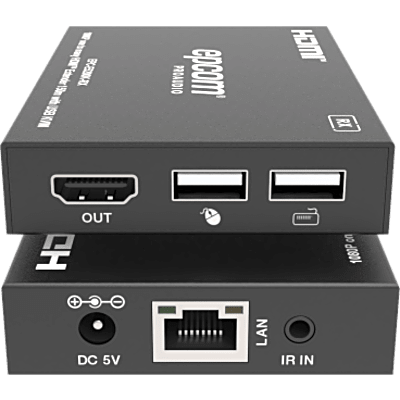 EPCOM PROAUDIO - Extensor HDMI con KVM | Sobre IP | Transmisión hasta 150m | Cat5e/6 | HDCP 1.4 | 1080p | Control IR | Compatible con Switch 1G