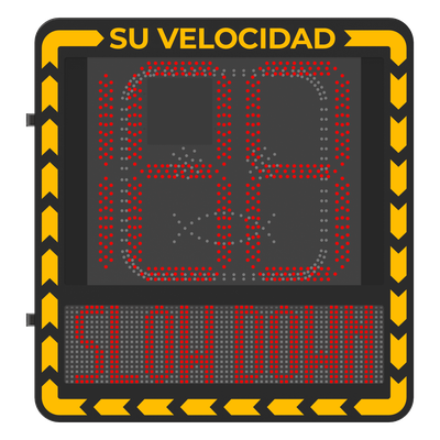 HIKVISION - Radar Medidor de Velocidad / Detección 100 m (328.1 ft) / 32 Objetivos / 3 Carriles / Pantalla LED 3000 cd/m² / IP66 / Ethernet