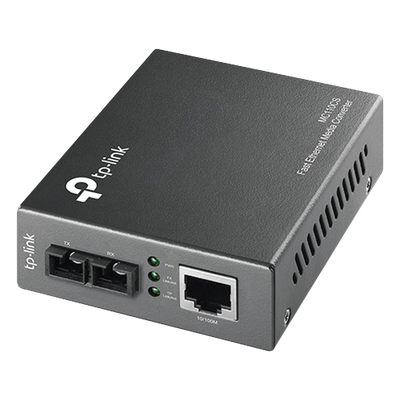 TP-LINK - Convertidor de Medios / Fibra Óptica Monomodo / 1 Puerto RJ45 10/100 Mbps / Puerto SC 100 Mbps / Alcance 20 km (65,616.8 ft) / Plug and Play