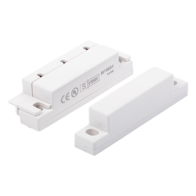 SFIRE - Contacto Magnético para Puertas y Ventanas / Gap 33 mm / NC Normalmente Cerrado / 12 VCC / Cubierta Protectora / 63 mm Largo
