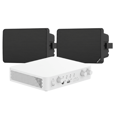 HIKVISION - Kit de Audio | 70/100V | 2 Altavoces de pared | Bluetooth | Color Negro | Hik-Connect