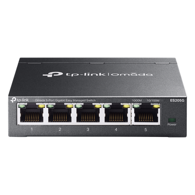 TP-LINK - Switch Gestionado SDN / 5 Puertos Gigabit / 10 Gbps Capacidad Switching / 7.4 Mpps Forwarding Rate / Fanless / VLAN 802.1Q / QoS 8 Colas
