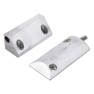 SFIRE - Contacto Magnético de Piso / Salida Dual NC/NA / GAP 65 mm (2.5 in) / Cubierta de Aluminio / Cable Blindado 55 cm / Certificación UL & CE