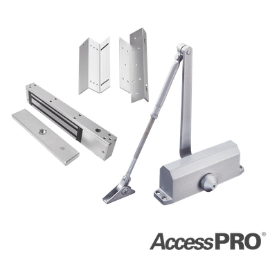 ACCESSPRO - Kit de chapa magnética / 600 lbs / Montaje Z y L / Cierre automático de puertas