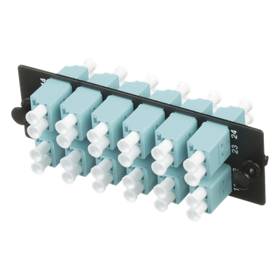 PANDUIT - Placa Acopladora de Fibra Óptica / 12 LC Duplex / 24 Fibras OM3/OM4 / Color Aqua / Montaje 1RU/2RU/4RU/Zero RU