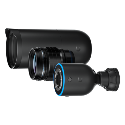 UBIQUITI - Cámara IP AI DSLR / 4K 8MP 30 fps / Sensor 4/3' 10MP / Lente 45 mm / Ángulo 21.6° / PoE+ 17.77 W / IPX5
