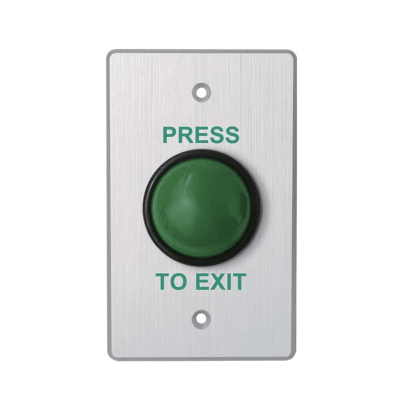 ACCESSPRO - Botón de Cabeza Tipo Hongo / Exterior IP66 / Color Verde / Placa de Acero Inoxidable