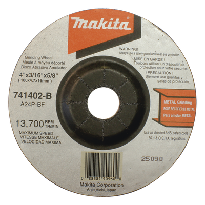 MAKITA - Disco abrasivo de desbaste / 4 1/2" eje 7/8" / Espesor 6 mm / Calidad estándar
