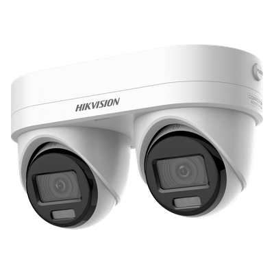 HIKVISION - Cámara IP Dual Lente / 4 Megapixel por Sensor / WDR 120 dB / IR 10 m (32.8 ft) / IP67 / IK10 / PoE / Audio Bidireccional