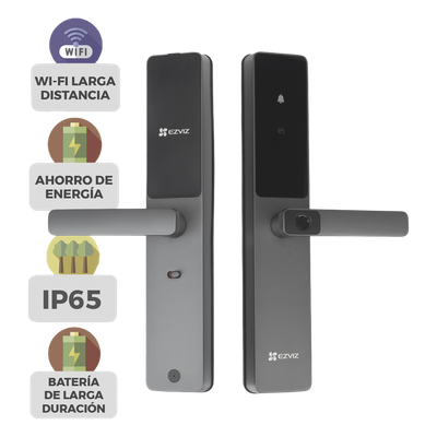 EZVIZ - Cerradura Inteligente / Cerrojo Tipo Americano / Wi-Fi y Bluetooth / 50 Huellas / IP65 / -25°C a 70°C / Botón de Timbre