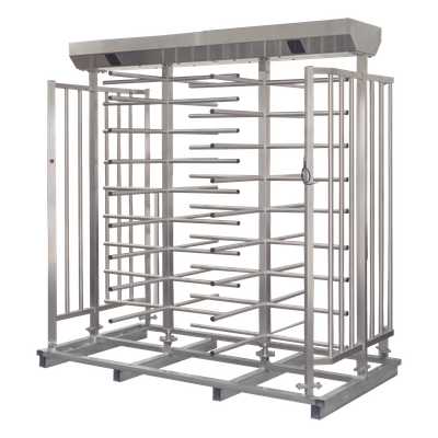 ACCESSPRO - Torniquete Doble de Cuerpo Completo / Acero Inoxidable 304 / 25 Personas/min / 110 VAC / Apertura Automática en Emergencias