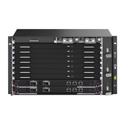 TP-LINK - Chassis Optical Line Terminal (OLT) / 7 Slots de Servicio / 160 Gbit/s por Slot / GPON 2.5Gbps + XGS-PON 10Gbps / Gestión Centralizada DPMS / 1:256 Split Ratio / Dual Main Control Redundante / L2+L3 Avanzado