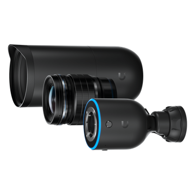 UBIQUITI - Cámara IP AI DSLR / 4K 8MP a 30 fps / Sensor CMOS 4/3" 10MP / Lente Fijo Gran Angular 17 mm / PoE+ / IPX5 / Audio Bidireccional