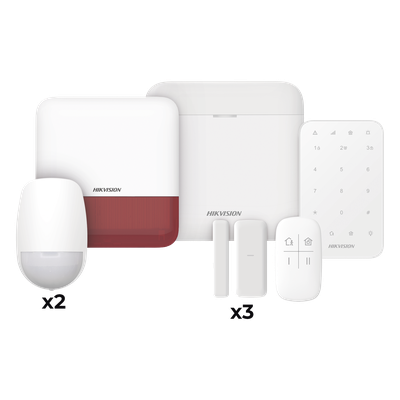 HIKVISION - Kit de Alarma Inalámbrico / 48 Zonas / 6 Dispositivos Incluidos / Sirena Estrobo Exterior / Wi-Fi / Comunicación 433 MHz