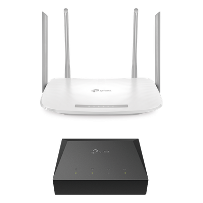 TP-LINK - Kit ONU Gigabit / Router Wi-Fi AC1200 / 4 Puertos LAN Gigabit / 4 Antenas Omnidireccionales / Administración Remota TR-069 / IPv6