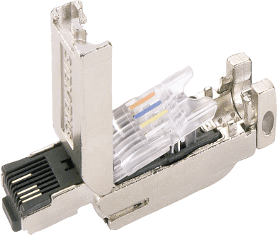 SIEMENS - Conector RJ45 / FastConnect / 180° / 10/100 Mbit/s / 4 Hilos / Metal / IP20 / 10 Reusos / PoE / PoE+