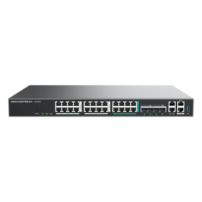 GRANDSTREAM - Router Todo-en-Uno / 50 Extensiones PBX / Firewall NGFW 9 Gbps / VPN IPsec 1.3 Gbps / 4x SFP+ 10 GbE / 8x 2.5 GbE / 16x GbE / Gestión en la Nube