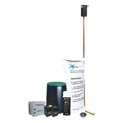 TOTAL GROUND - Kit de Puesta a Tierra / Resistencia < 2 Ohm / Electrodo Cobre Electrolítico / Compuesto Orgánico 5 kg / Supresor de Pico SOHO / Acoplador LCR 15 A / Conectores RJ45