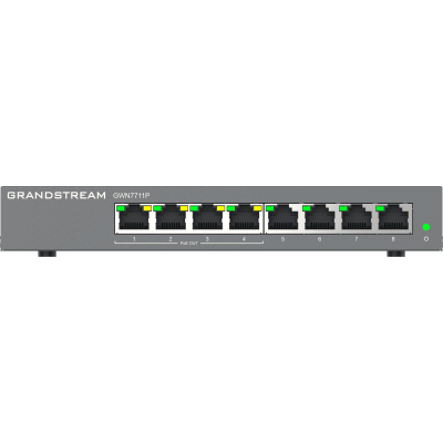 GRANDSTREAM - Switch de Red Administrable Capa 2 Lite / 8 Puertos Gigabit Ethernet / 4 Puertos PoE / VLAN / QoS / Snooping IGMP / Montaje en Pared y Escritorio / Compatible con GDMS
