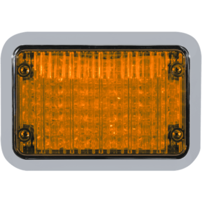 ECCO - Luz de Advertencia LED / 8.4 x 6 Pulgadas / Ámbar / Lente Transparente / Bisel Cromado / 12V/24V / 20 Patrones / Montaje de Superficie