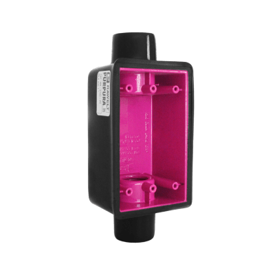 RAWELT - Caja Rectangular de 3/4"/ Con Recubrimiento  exterior de PVC e interior Purpura.