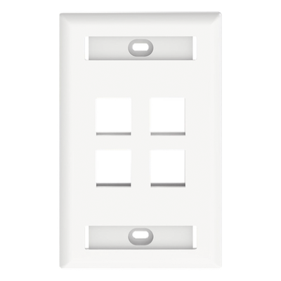 PANDUIT - Placa de Pared Vertical / 4 Puertos Keystone / 69.8 x 114.3 mm / 2.75 x 4.5 pulg. / Con Etiquetas / Blanco