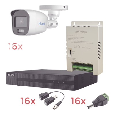 EPCOM - Kit TurboHD / DVR 16 Canales / 1080p Lite / 16 Cámaras Bala / ColorVu 20 m (65.6 ft) / Audio Integrado