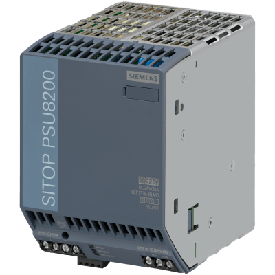 SIEMENS - Fuente de Alimentación Industrial SITOP PSU8200 / 1ACDC / 24VDC / 20A / Entrada 120-230V AC / Eficiencia 94% / IP20 / Paralelable / Certificaciones UL-UKCA-CE