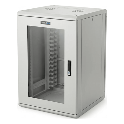 LINKEDPRO - Gabinete Rackeable / 18U / 19 in / Puerta Cristal / Carga 750 Kg / 600x605x930 mm (23.6x23.8x36.6 in) / 3.05 ft Alto