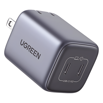 UGREEN - Cargador GaN II / 45W / 2 Puertos USB-C / Power Delivery 3.0 / Quick Charge 4.0 / 100-240V