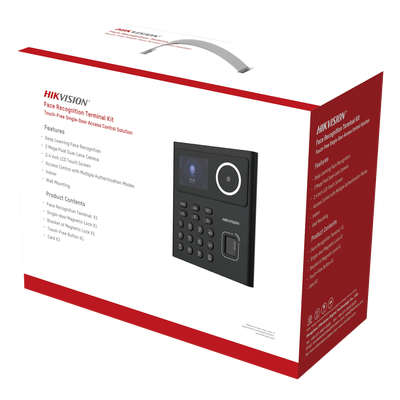 HIKVISION - Kit de Control de Acceso Biométrico / Reconocimiento Facial 500 Rostros / Huella y Tarjeta MIFARE 1,000 / Detección 0.3 a 2 m (0.98 a 6.56 ft) / Alimentación 12V CC Incluida / Interior