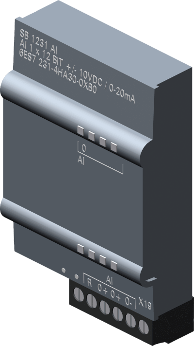 SIEMENS - Módulo de Entrada Analógica SIMATIC S7-1200 / SB 1231 / 1 Entrada AI / +/-10 V DC o 0-20 mA / 12 bits Resolución / Integración / Diagnóstico LED / Aprobaciones Internacionales