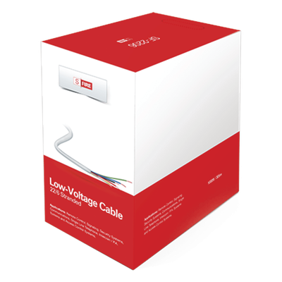 SFIRE - Cable de Cobre Industrial, 6 conductores calibre 22 de color blanco, para aplicaciones de alarmas / Control de acceso / Automatización / Intercoms y TV porteros, Bobina de 152.5 Metros.