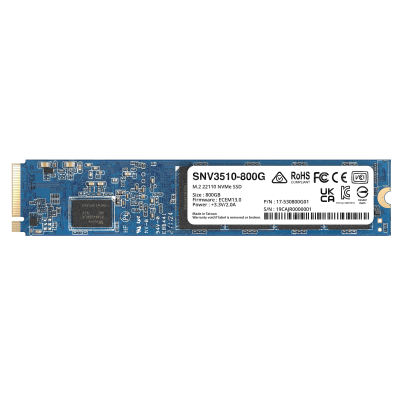 SYNOLOGY - SSD NVMe M.2 SNV3410/3510 | SSD 800GB | Alto Rendimiento 400000 IOPS Lectura | 70000 IOPS Escritura | Resistencia 1022 TBW | Protección de Datos Integral | Análisis de Vida Útil | Diseñada para Sistemas Synology.