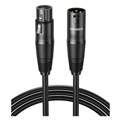 UGREEN - Cable XLR Balanceado / 3 Pines / 15 m (49.2 ft) / Triple Blindaje / Conectores Niquelados / Diámetro 6 mm