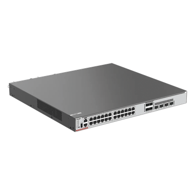 RUIJIE - Switch Core / 24 Puertos Multi-Gigabit 10G / Hi-PoE 802.3bt 90 W / 4 SFP28 25G / Capa 3 / 1,480 W PoE / Fuentes Modulares
