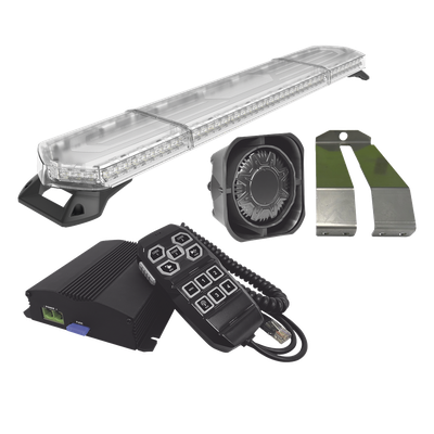 SIGNALPRO - Kit de Sirena y Torreta LED / 48 pulgadas (1.2 m) / 96 LEDs / Ámbar / 124.5 dB / 12-24 VCD / SAE J845 / CISPR 25