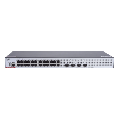 RUIJIE - Switch Capa 3 / 24 Puertos Gigabit / 4 SFP+ 10Gb / Doble Chip Alta Disponibilidad / Redes Empresariales y Campus