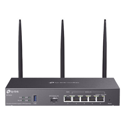 TP-LINK - Router Empresarial Wi-Fi 6 / AX3000 / Multi-WAN 5 Puertos / 150,000 Sesiones Concurrentes / VPN Integrado / USB 3.0 / Omada SDN