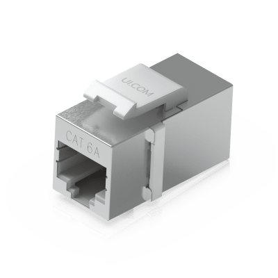 UBIQUITI - Keystone Coupler Cat6A Pass-Through para Cable Ethernet Preterminado, Instalación Snap-In en Patch Panel, Paquete con 12 Piezas