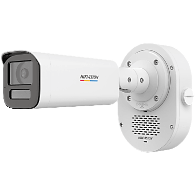 HIKVISION - [SoundMax] Cámara Bullet TurboHD 2 Megapixel / ColorVu / Audio Bidireccional / Sirena Integrada / Luz Dual 60m IR + 60m Luz Blanca / Exterior IP67 / Alarma Audible y Estroboscópica / 90° de Visión