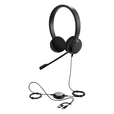JABRA - Headset Profesional con Cable / Cancelación de Ruido Avanzada / USB-C y USB-A / Certificación UC y Microsoft Teams / Altavoces 28 mm / Plug-and-Play