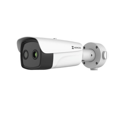 HIKVISION - (HIKMICRO) Bala IP Bi-Espectral / Térmica 25 mm (384 X 288 ) / Óptico 12.4 mm (4 Megapixel) / 100 mts IR / IP67 / PoE / VCA 3.0 / NEMA 4X / Termométrica / Detección de Temperatura y Fuego / Micro SD
