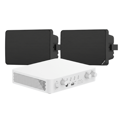 HIKVISION - Kit de Audio IP / Amplificador 80W / 2 Altavoces de Pared / 2 Zonas 40W / Bluetooth / 70V/100V