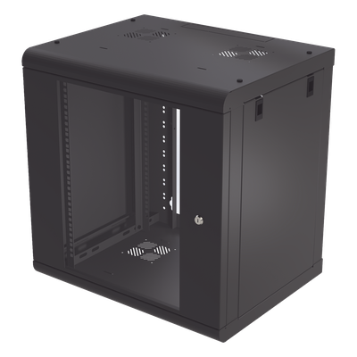 LINKEDPRO - Gabinete de Pared de 12U con Puerta de Cristal Templado, 479.5 mm de Profundidad, Rack de 19'', Acero Reforzado Color Negro.