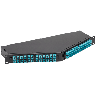 PANDUIT - Panel de Fibra Óptica de Alta Densidad, Para Fibra Multimodo OM4, Con 8 Cassettes de 12 Conectores LC a 1 MPO Angulados (96 Fibras), de 19 in