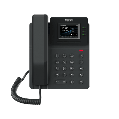 FANVIL - Teléfono IP empresarial para 4 líneas SIP con pantalla LCD de 2.4 pulgadas a color, Opus y conferencia de 6 vías, PoE.
